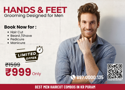 Premium Combo Offer: Haircut, Beard, Head Massage, De-Tan