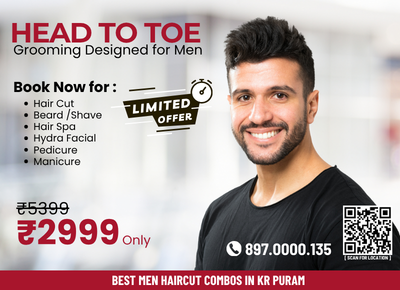 Signature Combo Offer: Haircut, Beard, Head Massage, Type-1 Facial