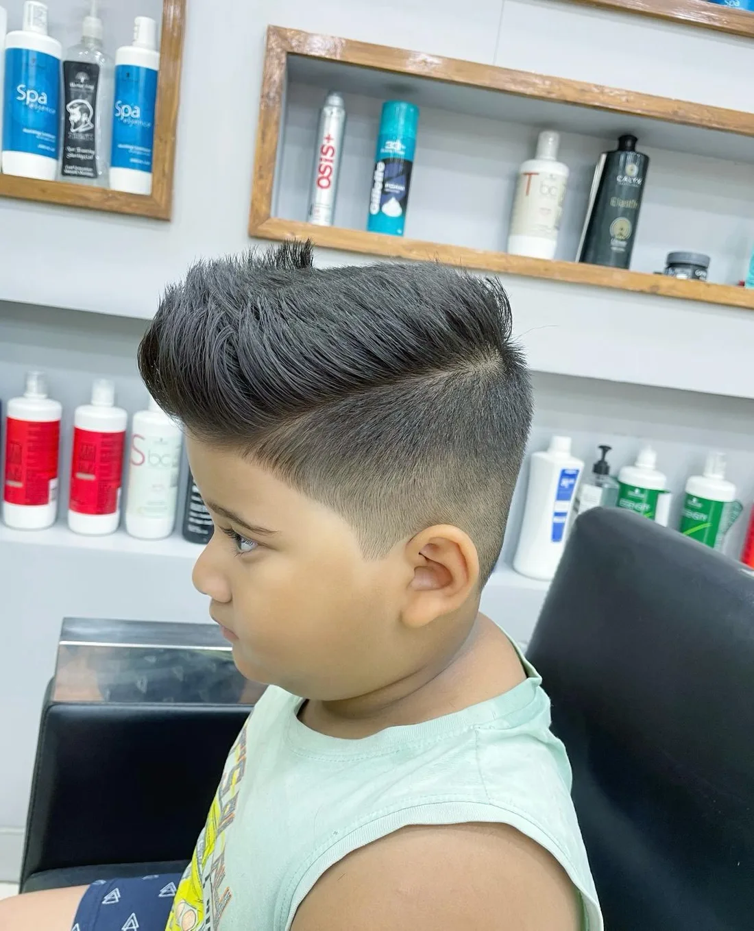 A young client's haircut finished at Express Cuts Men's Salon, Ayyappa Nagar