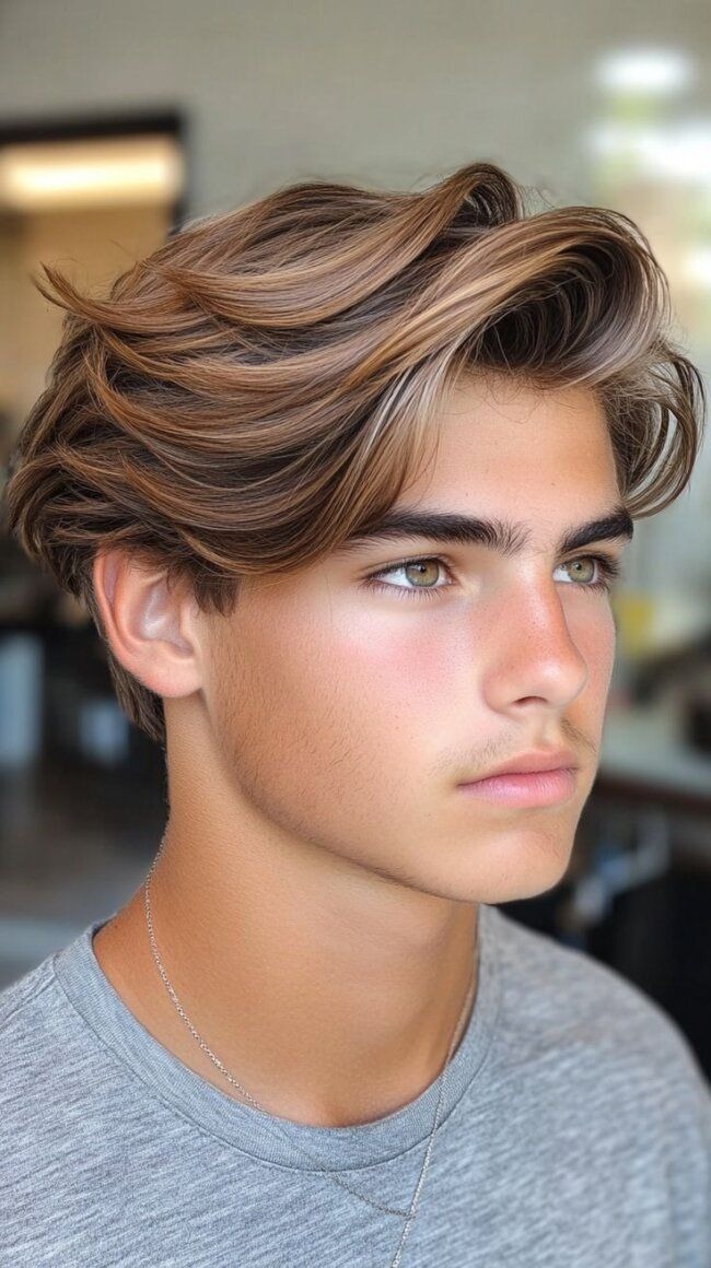 Men's hair highlights giving a subtle colour contrast