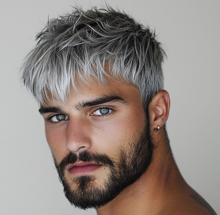 Men's hair colour at Express Cuts Men's Salon, KR Puram — client with silver-grey coloured hair