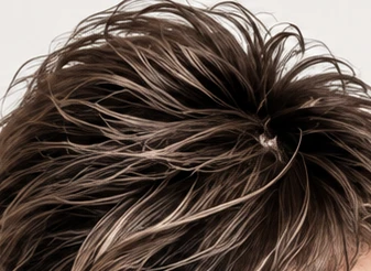 Close-up of dry, rough men's hair