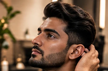Client with fresh, groomed hair after his hair spa