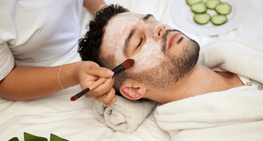 Men's facial treatment at Express Cuts Salon in KR Puram