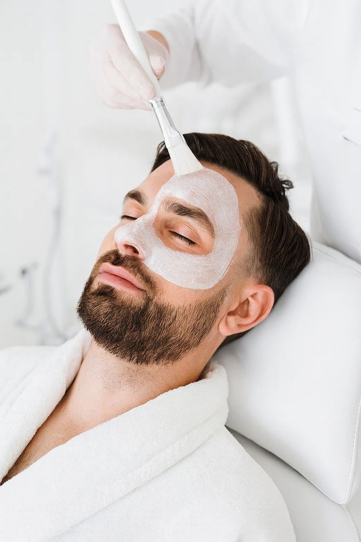 Client relaxing during a skin-care mask treatment